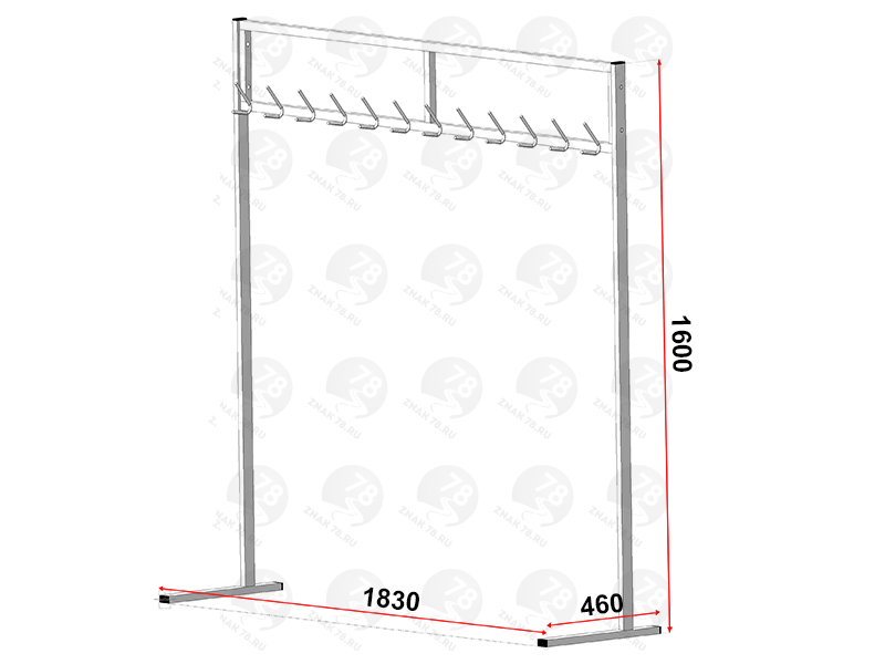 Вешалка мобильная напольная для раздевалок Вешалка мобильная напольная для раздевалок